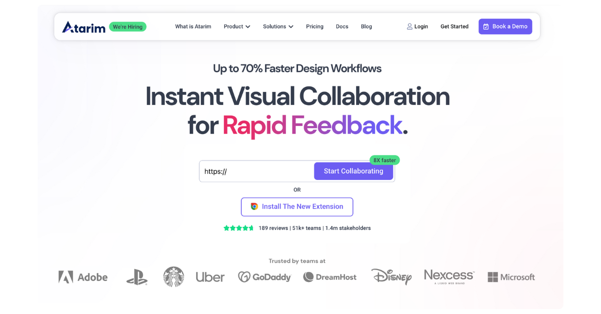 Atarim website feedback widget interface for visual collaboration and project management