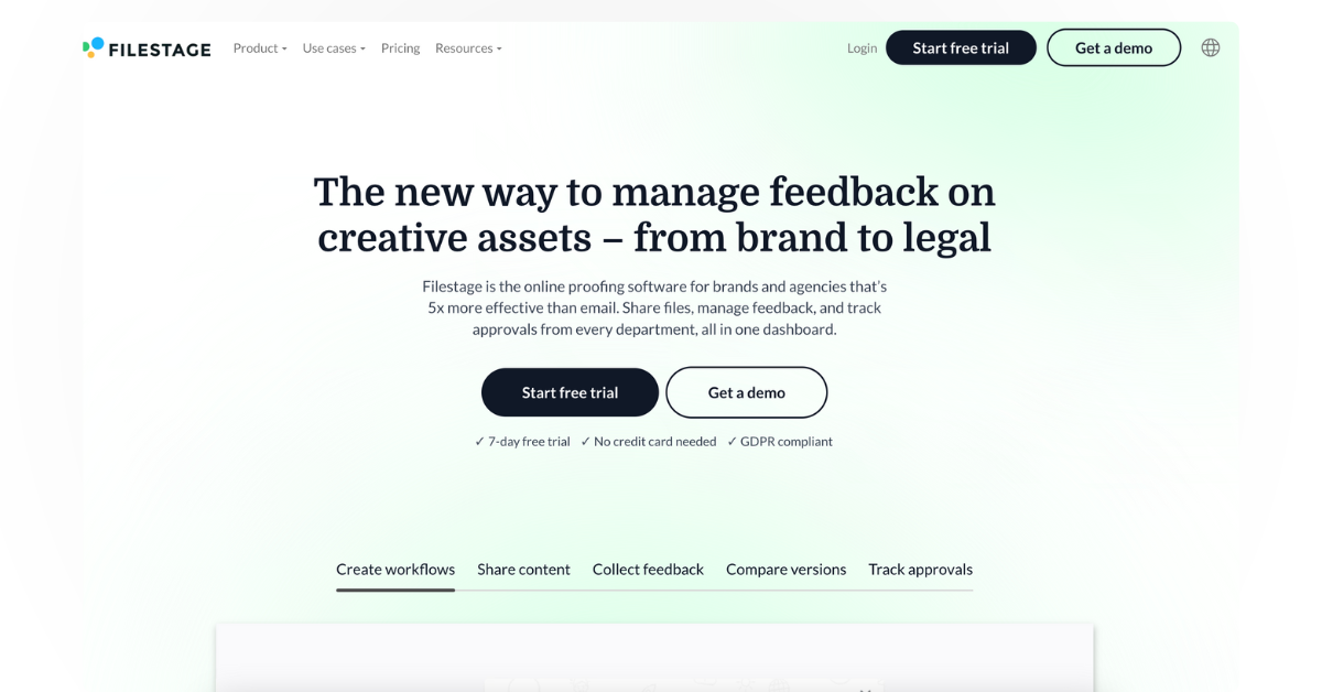 Filestage interface for media reviews, including video and PDF feedback – a top Marker.io alternative for multimedia teams.