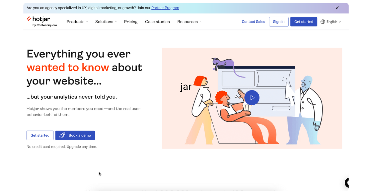 Hotjar website feedback widget with heatmaps and session recordings