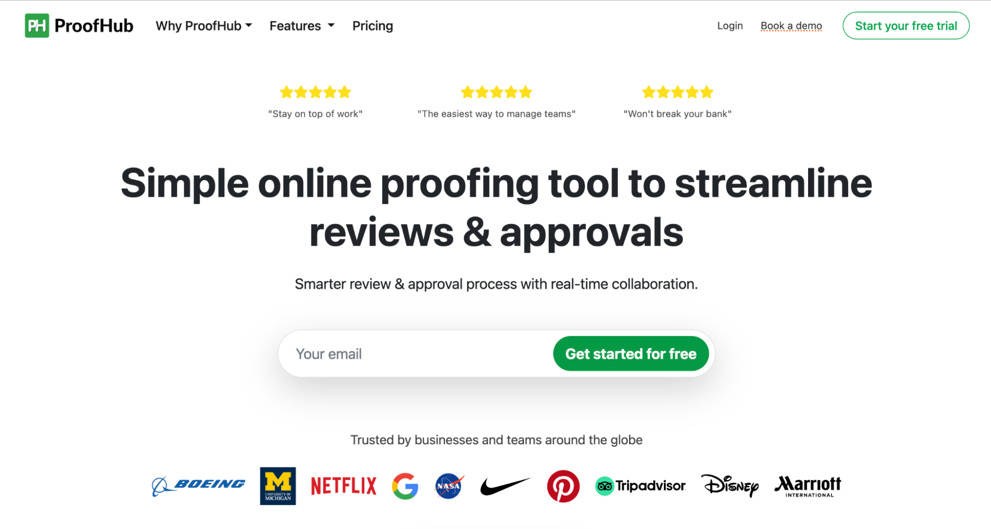 ProofHub homepage