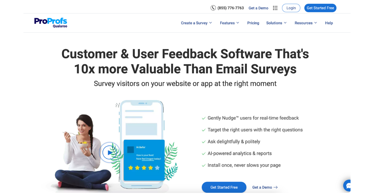 Qualaroo AI-driven website feedback widget for conversion optimization and user insights