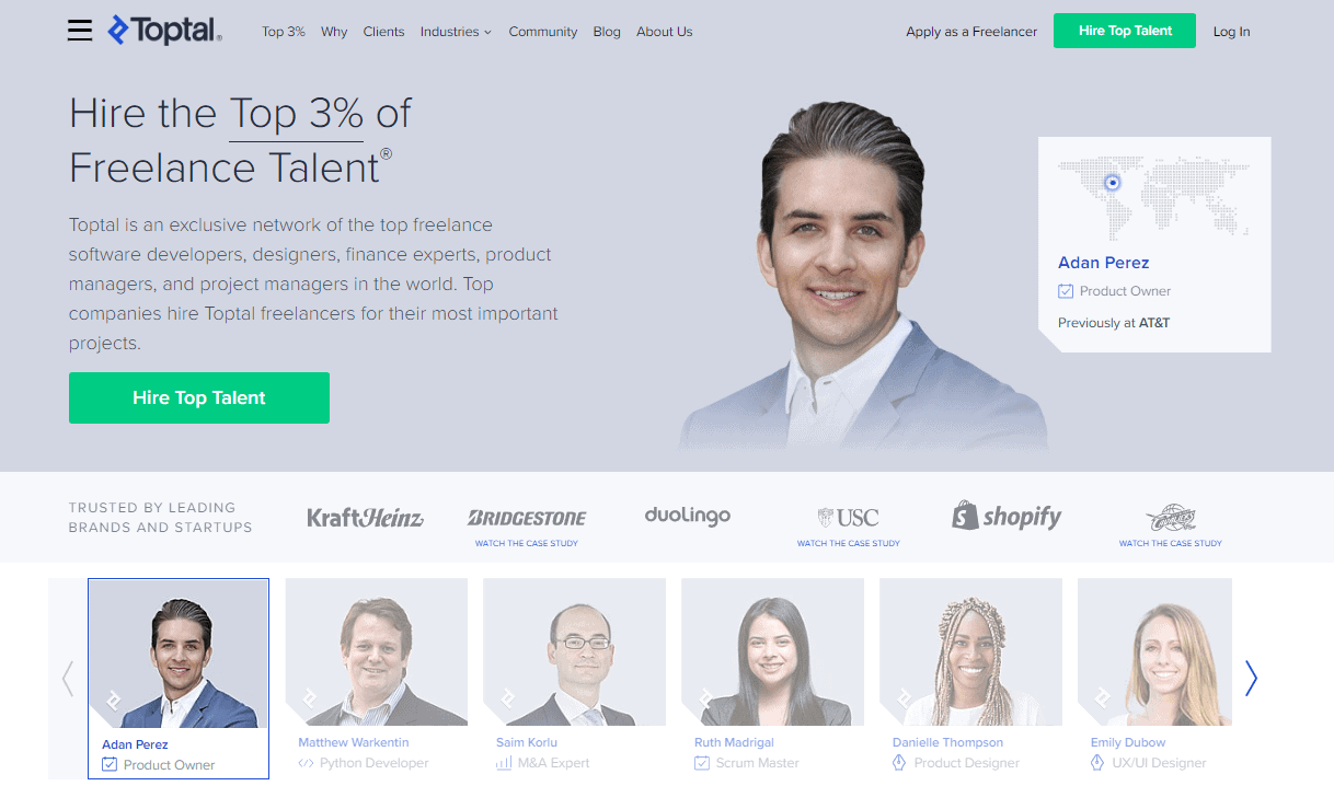 toptal homepage
